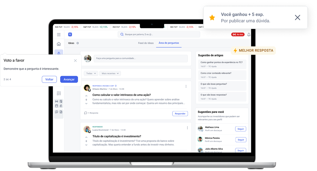 TradersClub Q&A area redesign on a laptop