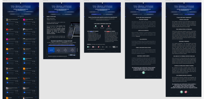 TC Evolution email experience screens