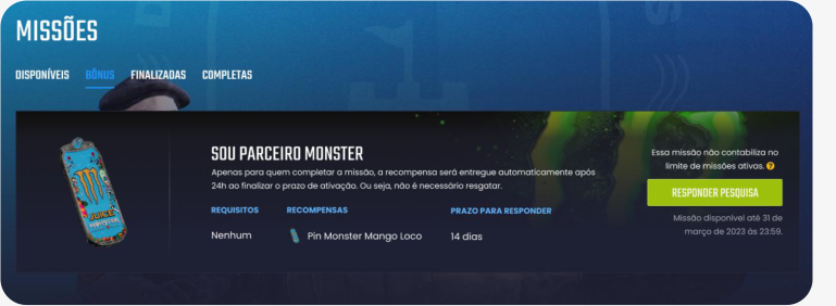 Sponsored mission live on the platform